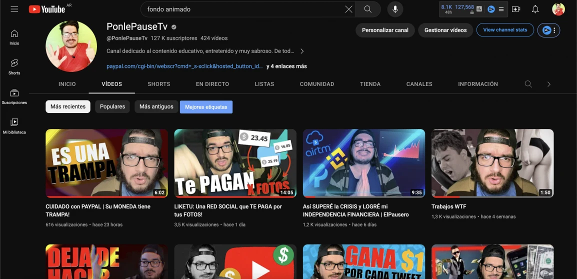 Mi canal de Youtube